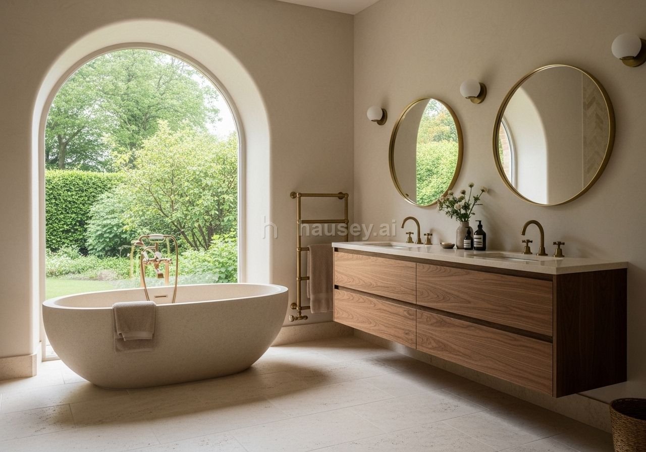 Primary bath arch window