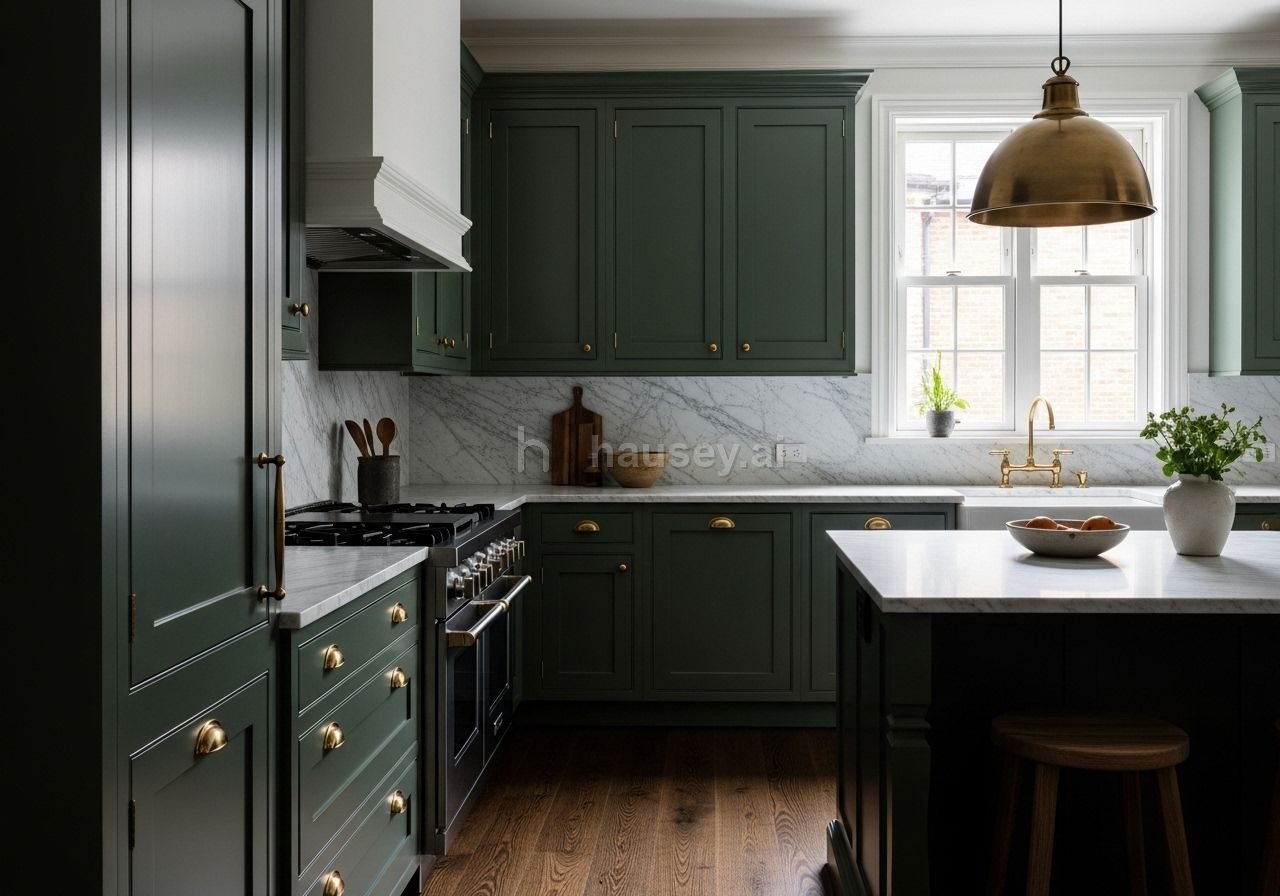 Moody green kitchen