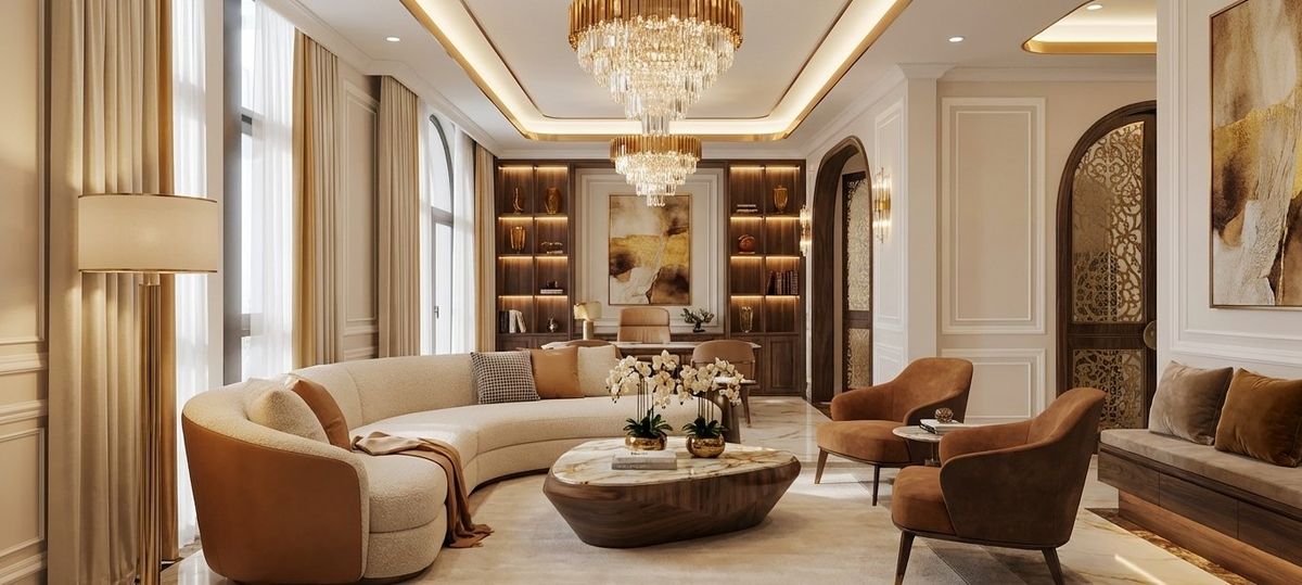 Empty living → Warm cream