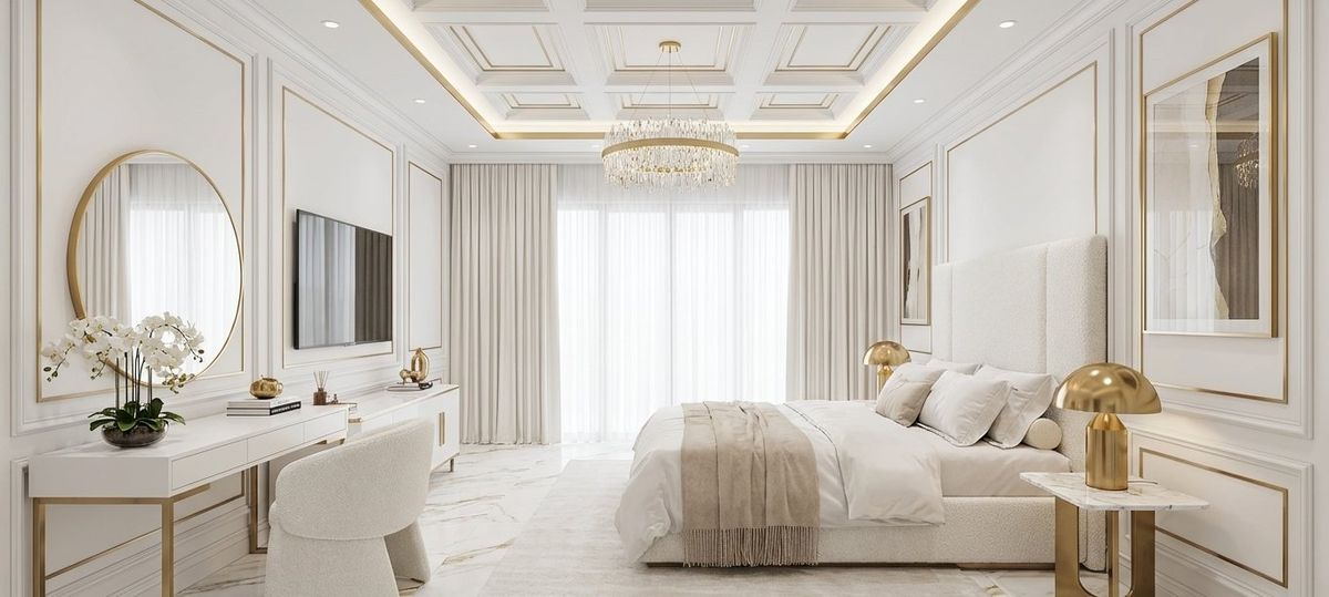Empty bedroom → White & gold